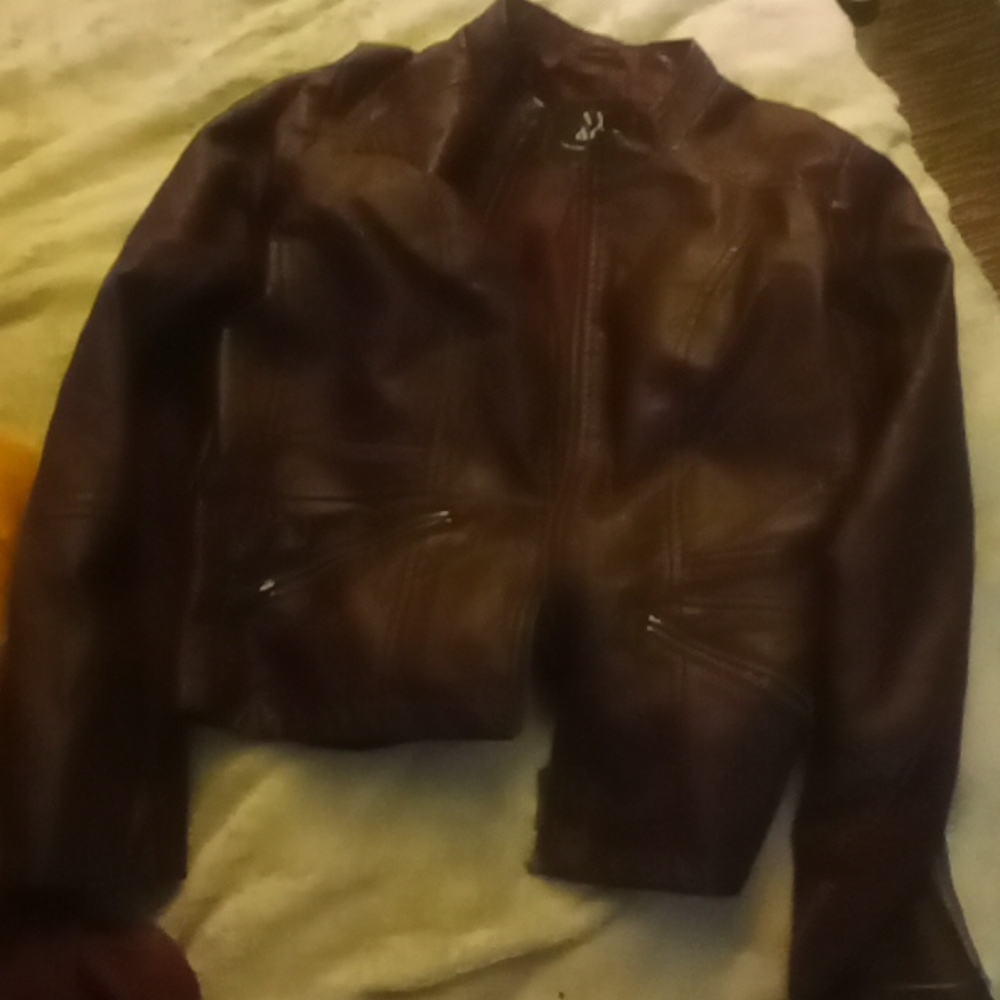Ny n co burgundy leather jacket